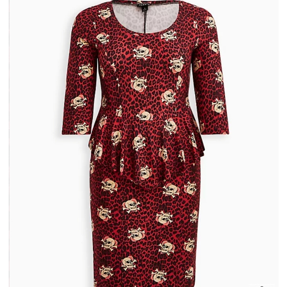 Red Peplum Skull Dress